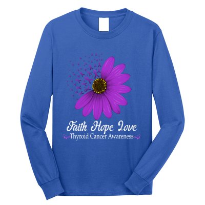 Thyroid Cancer Awareness Faith Hope Love Purple Ribbon Gift Long Sleeve Shirt