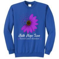 Thyroid Cancer Awareness Faith Hope Love Purple Ribbon Gift Sweatshirt