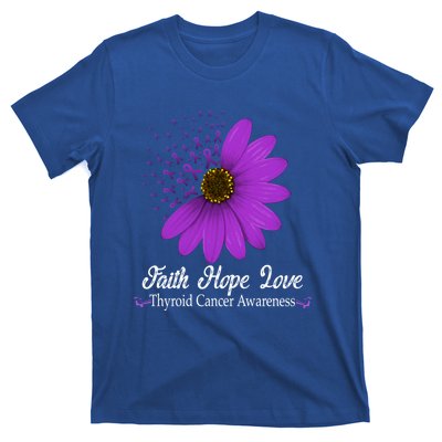 Thyroid Cancer Awareness Faith Hope Love Purple Ribbon Gift T-Shirt