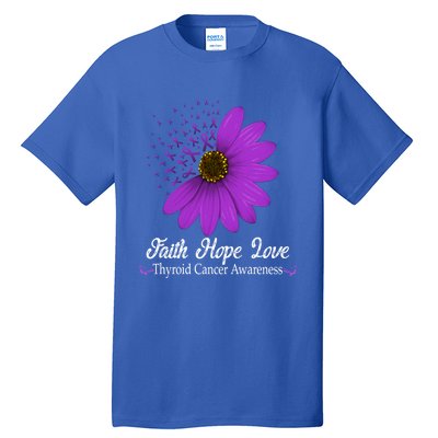 Thyroid Cancer Awareness Faith Hope Love Purple Ribbon Gift Tall T-Shirt