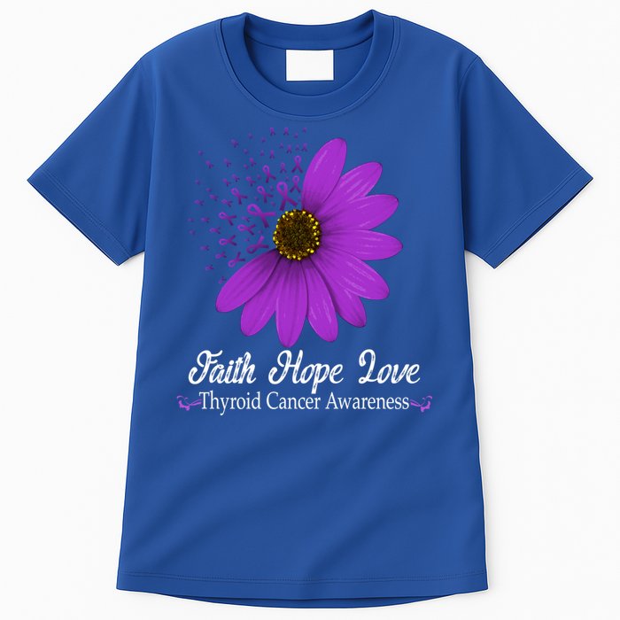 Thyroid Cancer Awareness Faith Hope Love Purple Ribbon Gift Tall T-Shirt