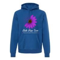 Thyroid Cancer Awareness Faith Hope Love Purple Ribbon Gift Premium Hoodie