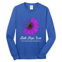 Thyroid Cancer Awareness Faith Hope Love Purple Ribbon Gift Tall Long Sleeve T-Shirt