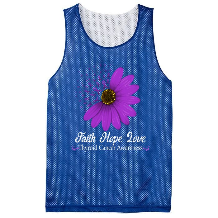 Thyroid Cancer Awareness Faith Hope Love Purple Ribbon Gift Mesh Reversible Basketball Jersey Tank