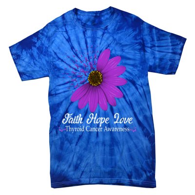 Thyroid Cancer Awareness Faith Hope Love Purple Ribbon Gift Tie-Dye T-Shirt