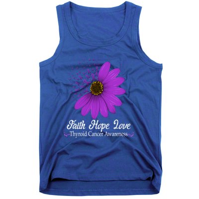 Thyroid Cancer Awareness Faith Hope Love Purple Ribbon Gift Tank Top