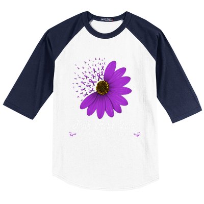 Thyroid Cancer Awareness Faith Hope Love Purple Ribbon Gift Baseball Sleeve Shirt