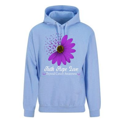 Thyroid Cancer Awareness Faith Hope Love Purple Ribbon Gift Unisex Surf Hoodie