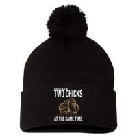 Two Chicks At The Same Time Funny Pom Pom 12in Knit Beanie