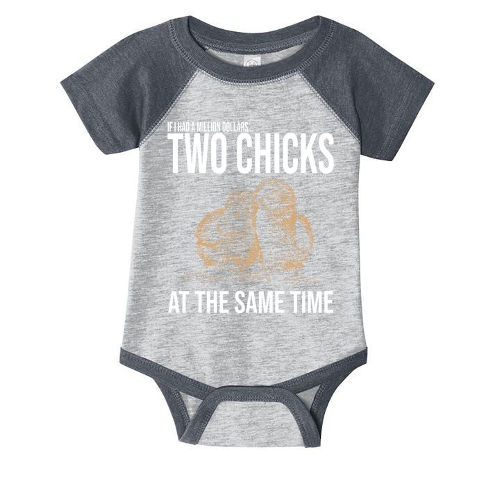 Two Chicks At The Same Time Funny Infant Baby Jersey Bodysuit