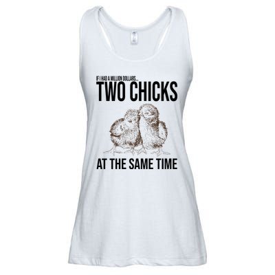 Two Chicks At The Same Time Funny Ladies Essential Flowy Tank