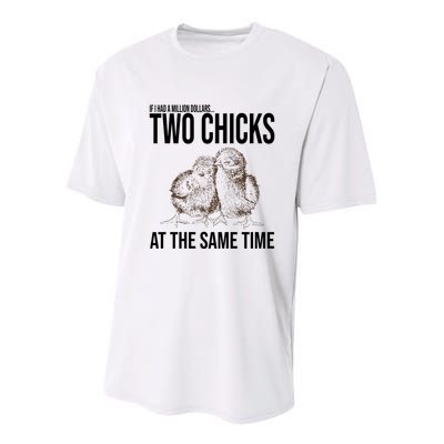 Two Chicks At The Same Time Funny Youth Performance Sprint T-Shirt