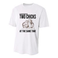 Two Chicks At The Same Time Funny Youth Performance Sprint T-Shirt