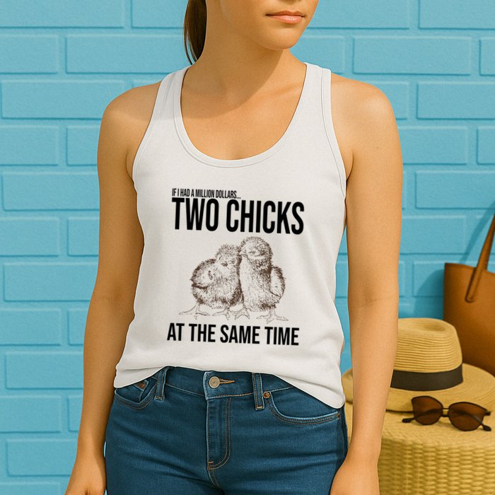 Two Chicks At The Same Time Funny Womens Tank Top