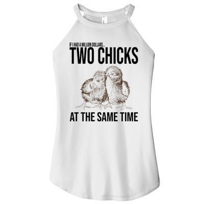 Two Chicks At The Same Time Funny Women's Perfect Tri Rocker Tank