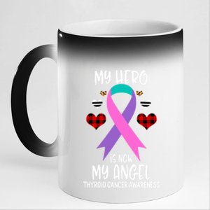 Thyroid Cancer Awareness Remembrance Hero Is Now My Angel Gift 11oz Black Color Changing Mug