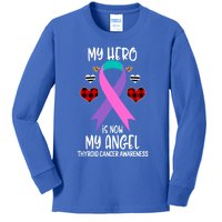 Thyroid Cancer Awareness Remembrance Hero Is Now My Angel Gift Kids Long Sleeve Shirt