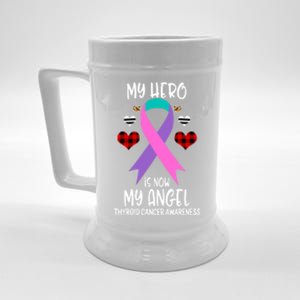 Thyroid Cancer Awareness Remembrance Hero Is Now My Angel Gift Beer Stein