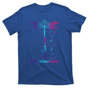 Thyroid Cancer Awareness Warrior Dragonfly Believe Hope Gift T-Shirt