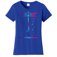 Thyroid Cancer Awareness Warrior Dragonfly Believe Hope Gift Women's T-Shirt