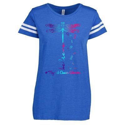 Thyroid Cancer Awareness Warrior Dragonfly Believe Hope Gift Enza Ladies Jersey Football T-Shirt