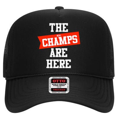 The Champs Are Here Fantasy Winner High Crown Mesh Back Trucker Hat