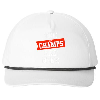 The Champs Are Here Fantasy Winner Snapback Five-Panel Rope Hat