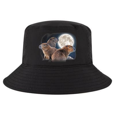 Three Capybaras And Moon Funny Capybara Humor Parody Cool Comfort Performance Bucket Hat