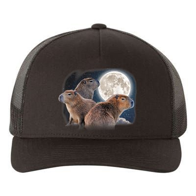 Three Capybaras And Moon Funny Capybara Humor Parody Yupoong Adult 5-Panel Trucker Hat