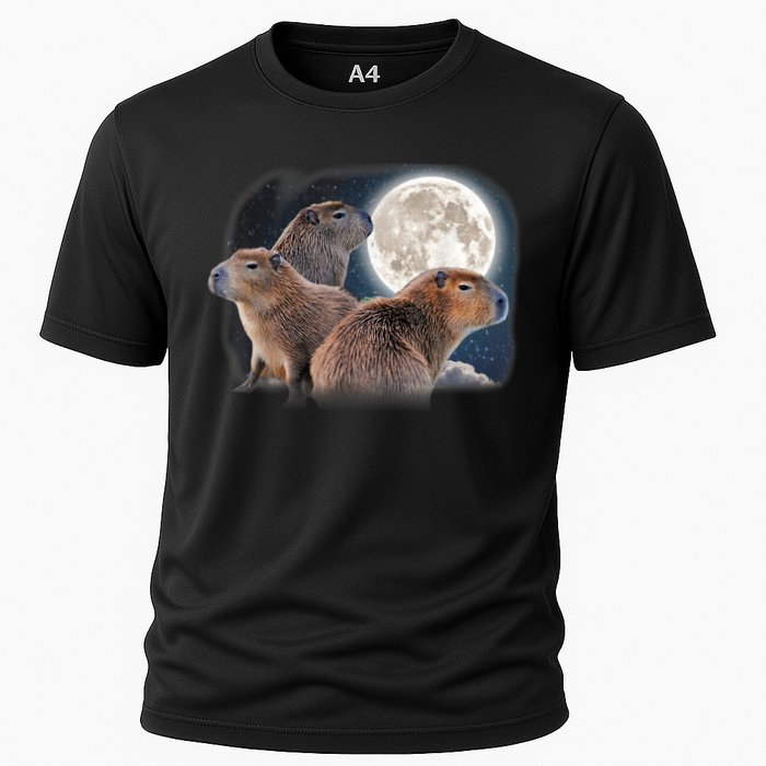Three Capybaras And Moon Funny Capybara Humor Parody Performance Shirt