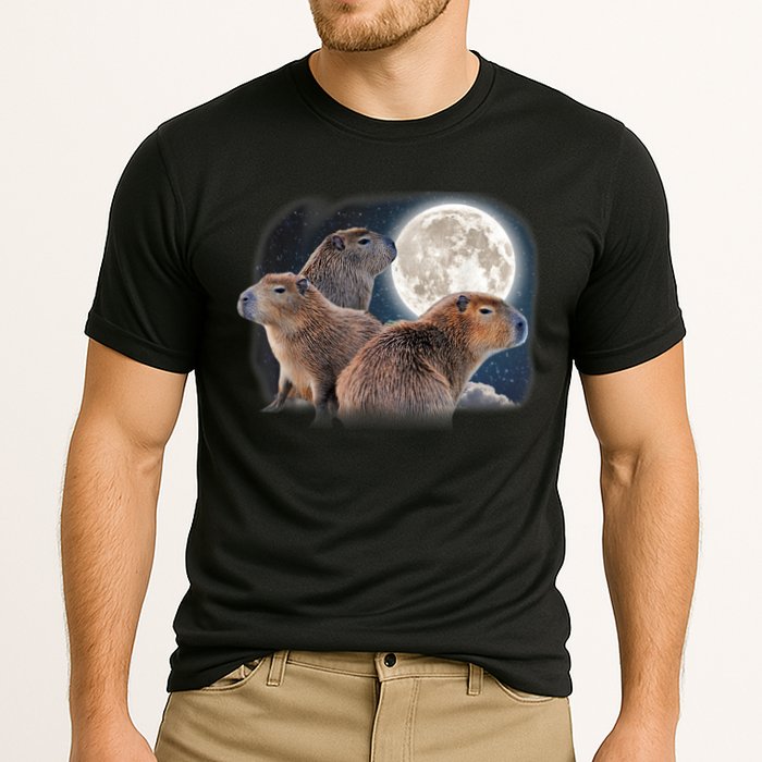 Three Capybaras And Moon Funny Capybara Humor Parody Performance Shirt