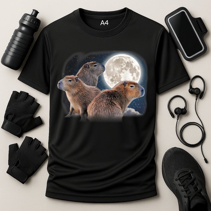 Three Capybaras And Moon Funny Capybara Humor Parody Performance Shirt