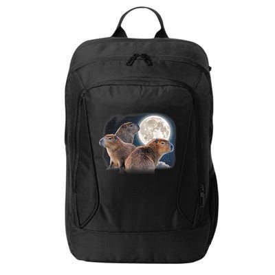 Three Capybaras And Moon Funny Capybara Humor Parody City Backpack