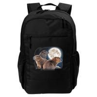 Three Capybaras And Moon Funny Capybara Humor Parody Backpack
