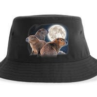 Three Capybaras And Moon Funny Capybara Humor Parody Sustainable Bucket Hat