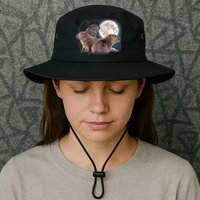 Three Capybaras And Moon Funny Capybara Humor Parody Bucket Hat
