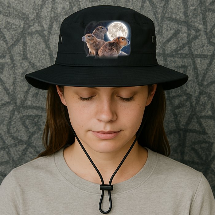 Three Capybaras And Moon Funny Capybara Humor Parody Bucket Hat
