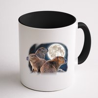 Three Capybaras And Moon Funny Capybara Humor Parody Mug