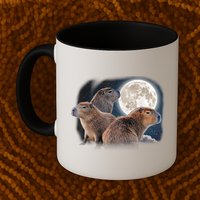 Three Capybaras And Moon Funny Capybara Humor Parody Mug
