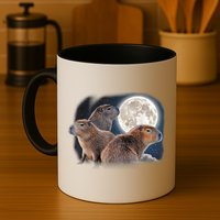 Three Capybaras And Moon Funny Capybara Humor Parody Mug