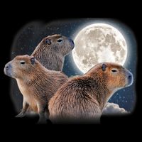 Three Capybaras And Moon Funny Capybara Humor Parody Drawstring Bag