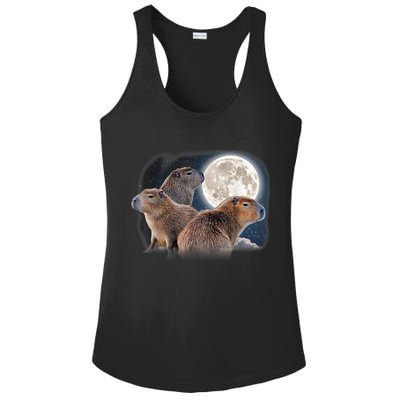 Three Capybaras And Moon Funny Capybara Humor Parody Ladies PosiCharge Competitor Racerback Tank
