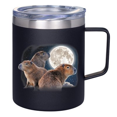 Three Capybaras And Moon Funny Capybara Humor Parody 12oz Stainless Steel Coffee Mug