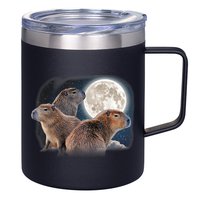 Three Capybaras And Moon Funny Capybara Humor Parody 12oz Stainless Steel Coffee Mug