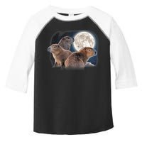 Three Capybaras And Moon Funny Capybara Humor Parody Toddler Fine Jersey T-Shirt