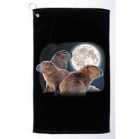 Three Capybaras And Moon Funny Capybara Humor Parody Golf Towel