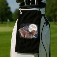 Three Capybaras And Moon Funny Capybara Humor Parody Golf Towel