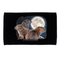 Three Capybaras And Moon Funny Capybara Humor Parody Microfiber Hand Towel