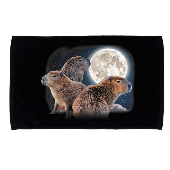 Three Capybaras And Moon Funny Capybara Humor Parody Microfiber Hand Towel