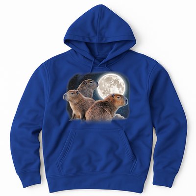 Three Capybaras And Moon Funny Capybara Humor Parody Hoodie